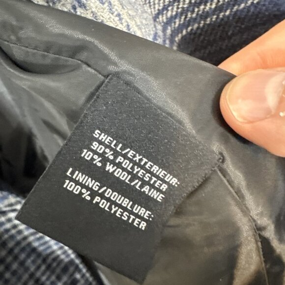 7 For All Mankind Women’s M Double Breasted Plaid Blazer Blue Gray Wool Blend - Picture 7 of 8